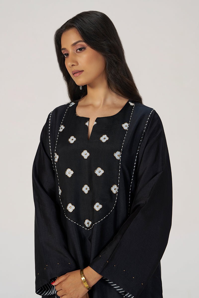 Black Silk Festive Co-ord Set - Ganga Fashions