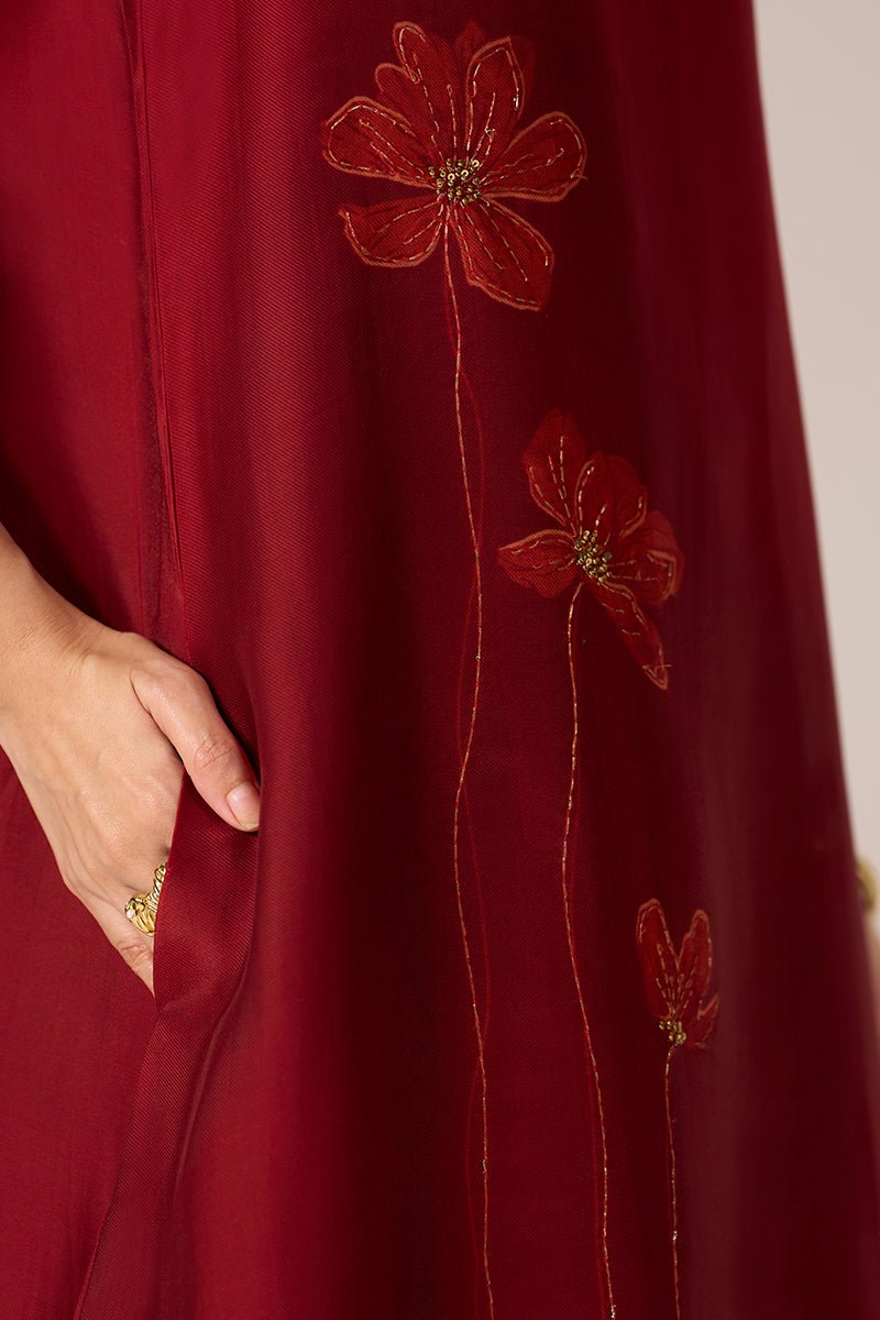 Maroon Silk Co-ord Set - Ganga Fashions