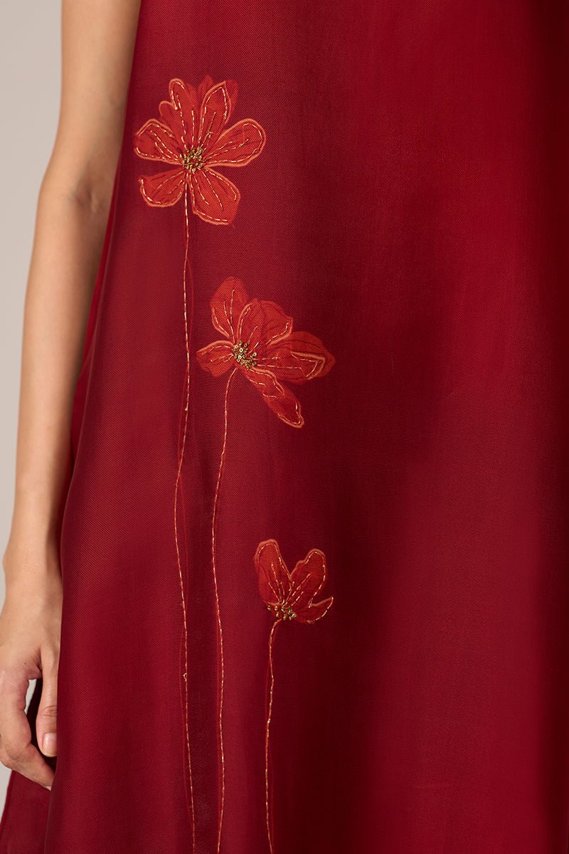 Maroon Silk Co-ord Set - Ganga Fashions