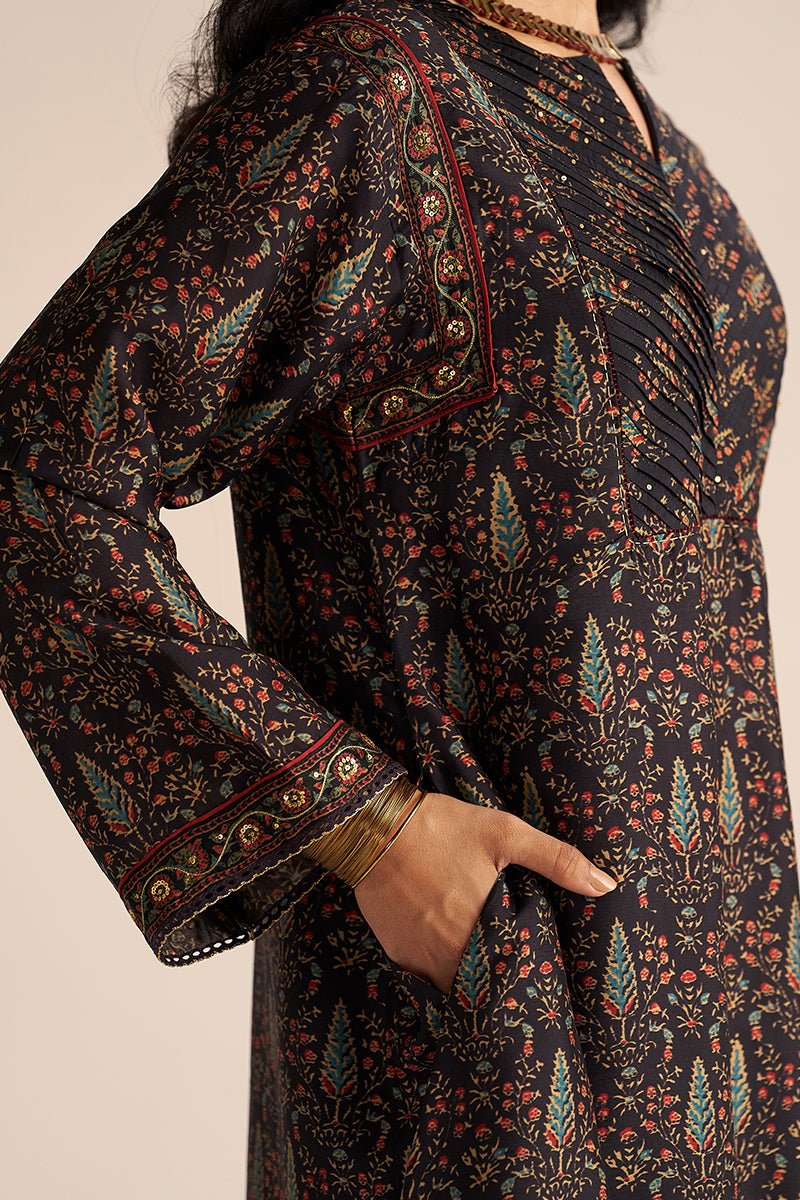 Black Silk Traditional Co-ord Set