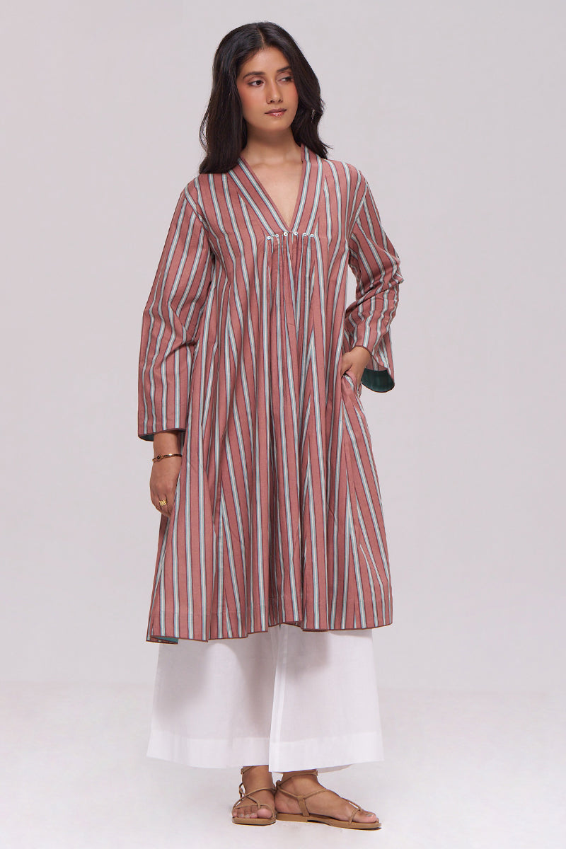 Brown Stripe Cotton kurta