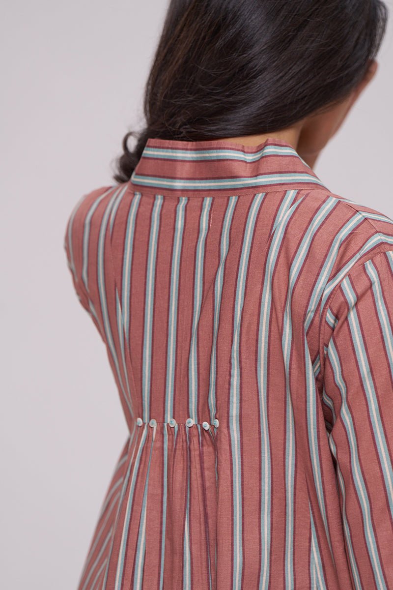Brown Stripe Cotton kurta - Ganga Fashions