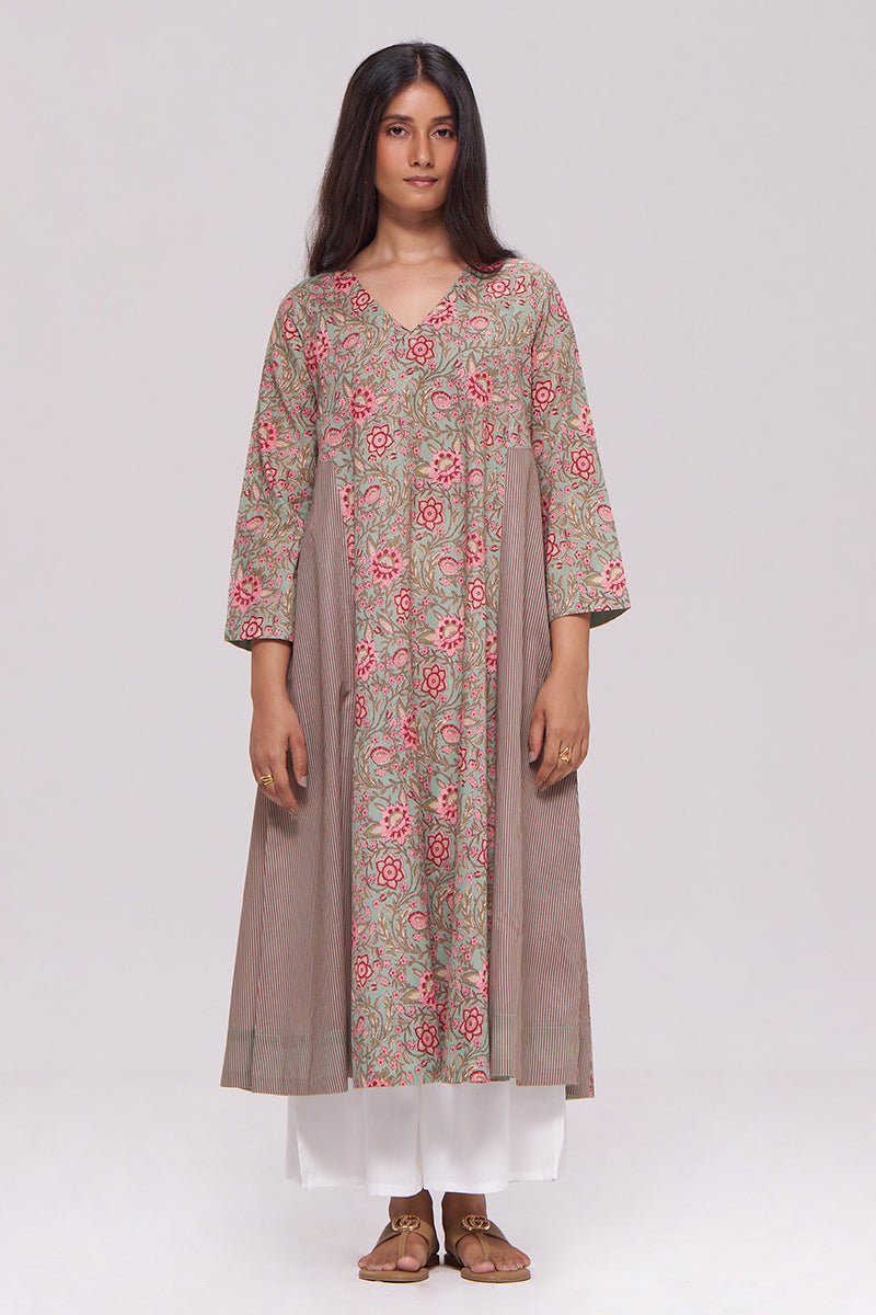 Basil Green and Pink Cotton Co-ord Set