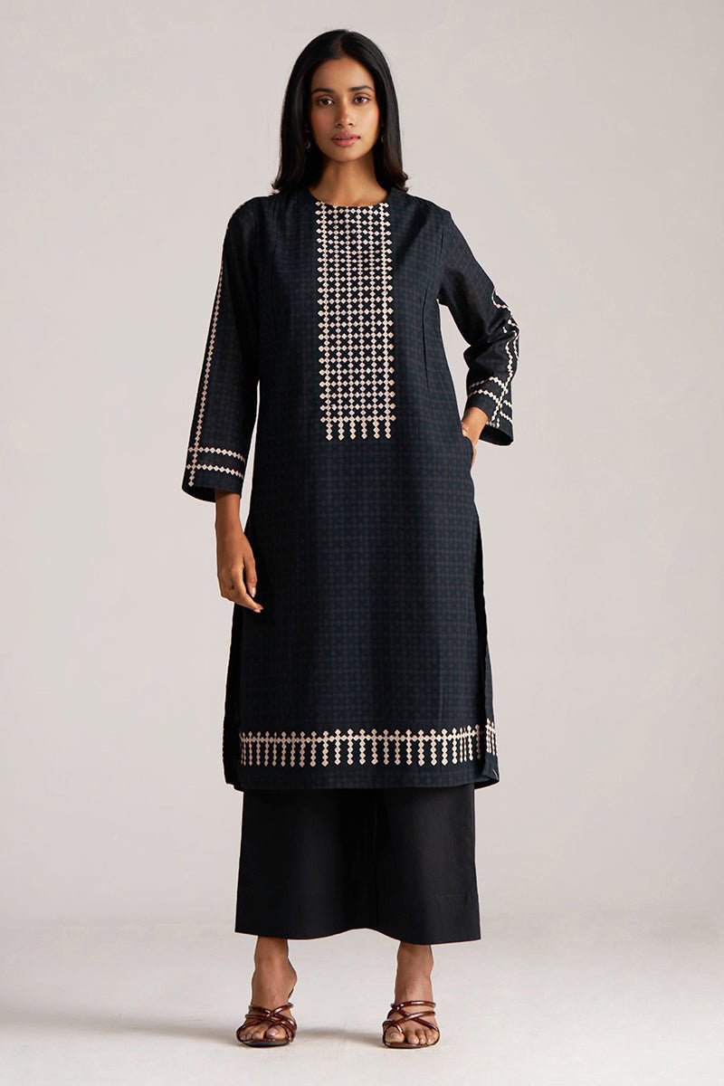 Black and White Mul-Mul Print Co-ord Set