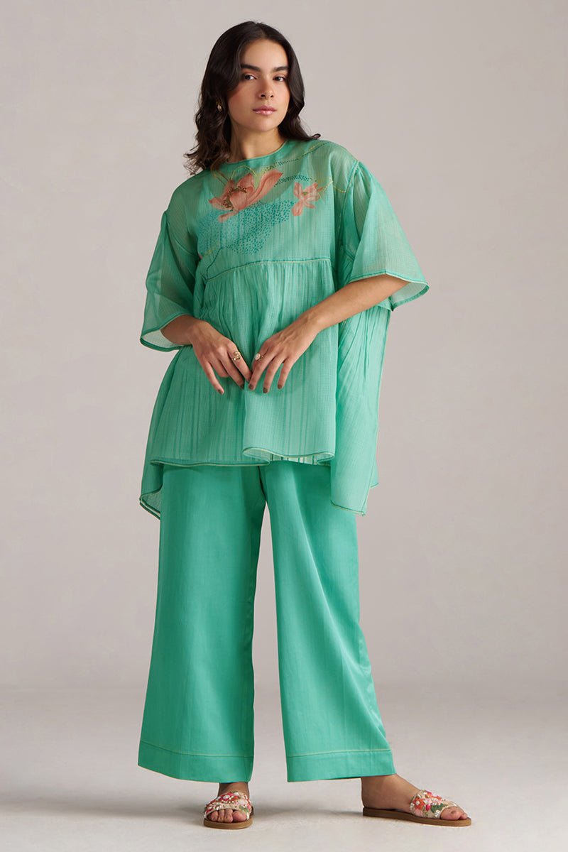 Bright Aqua Kota Silk Co-ord Set