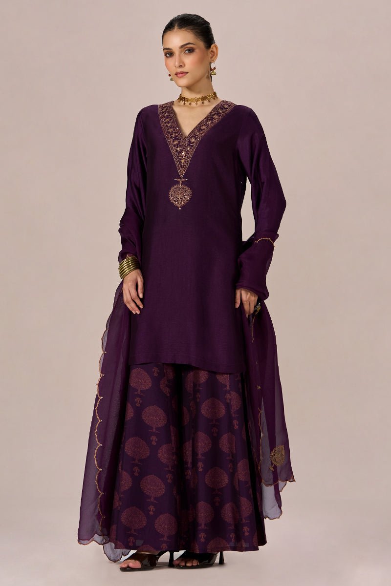 Crown Jewel Purple Festive Kurta Set - Ganga Fashions
