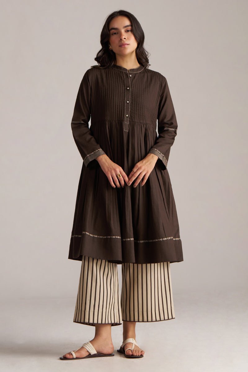 Dark Chocolate Brown & Beige Co-ord Set for Women
