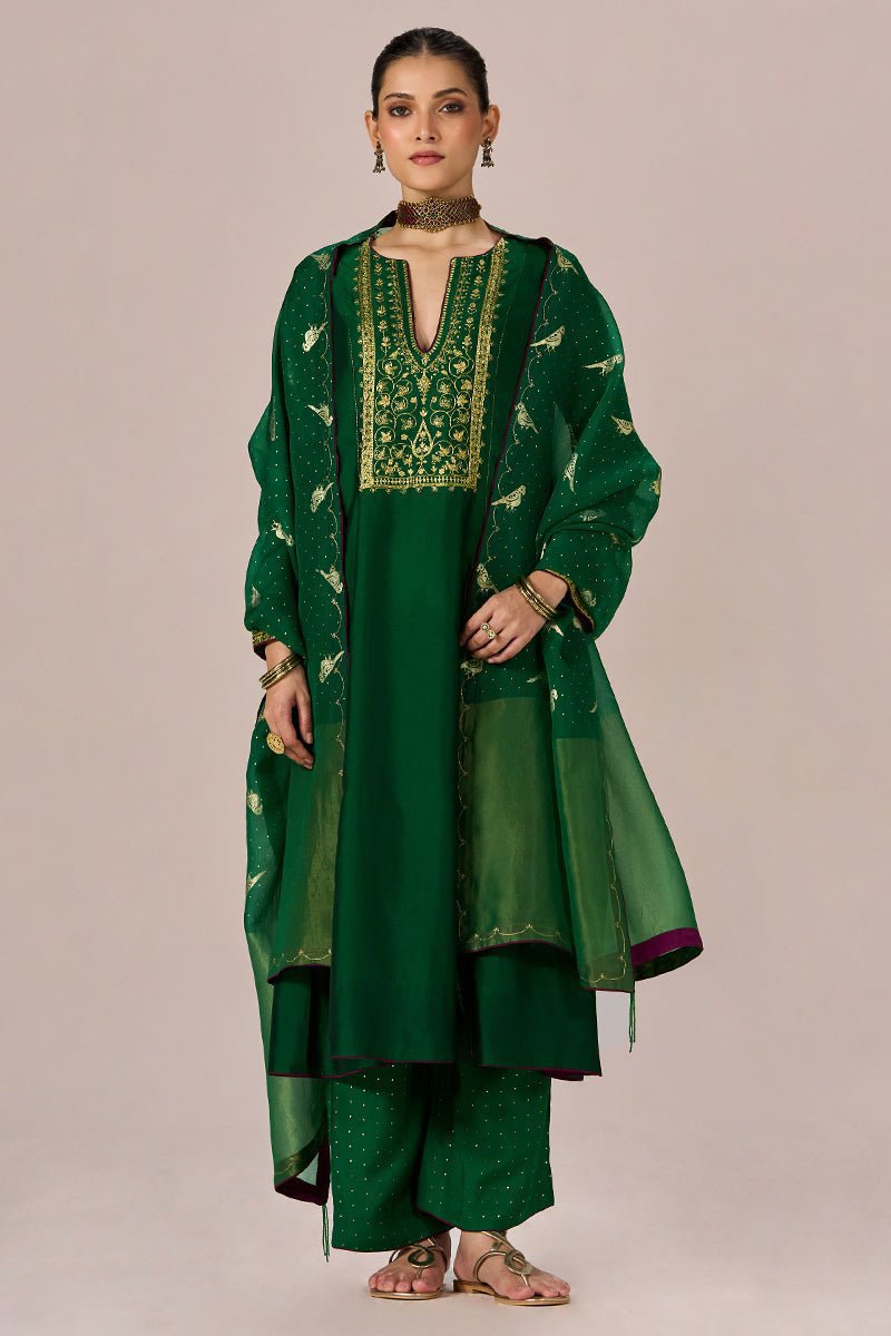 Fresh Leaf Green Festive Kurta Set - Ganga Fashions