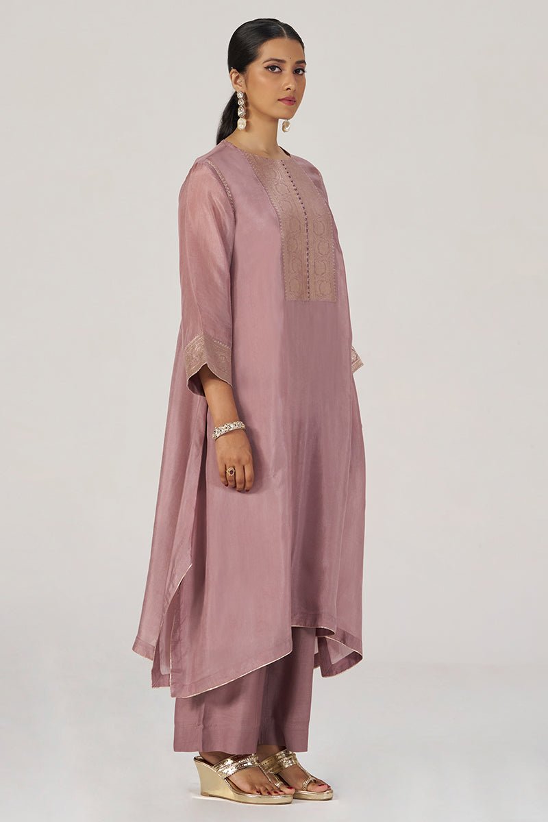 Woodrose Silk festive Co-ord Set - Ganga Fashions