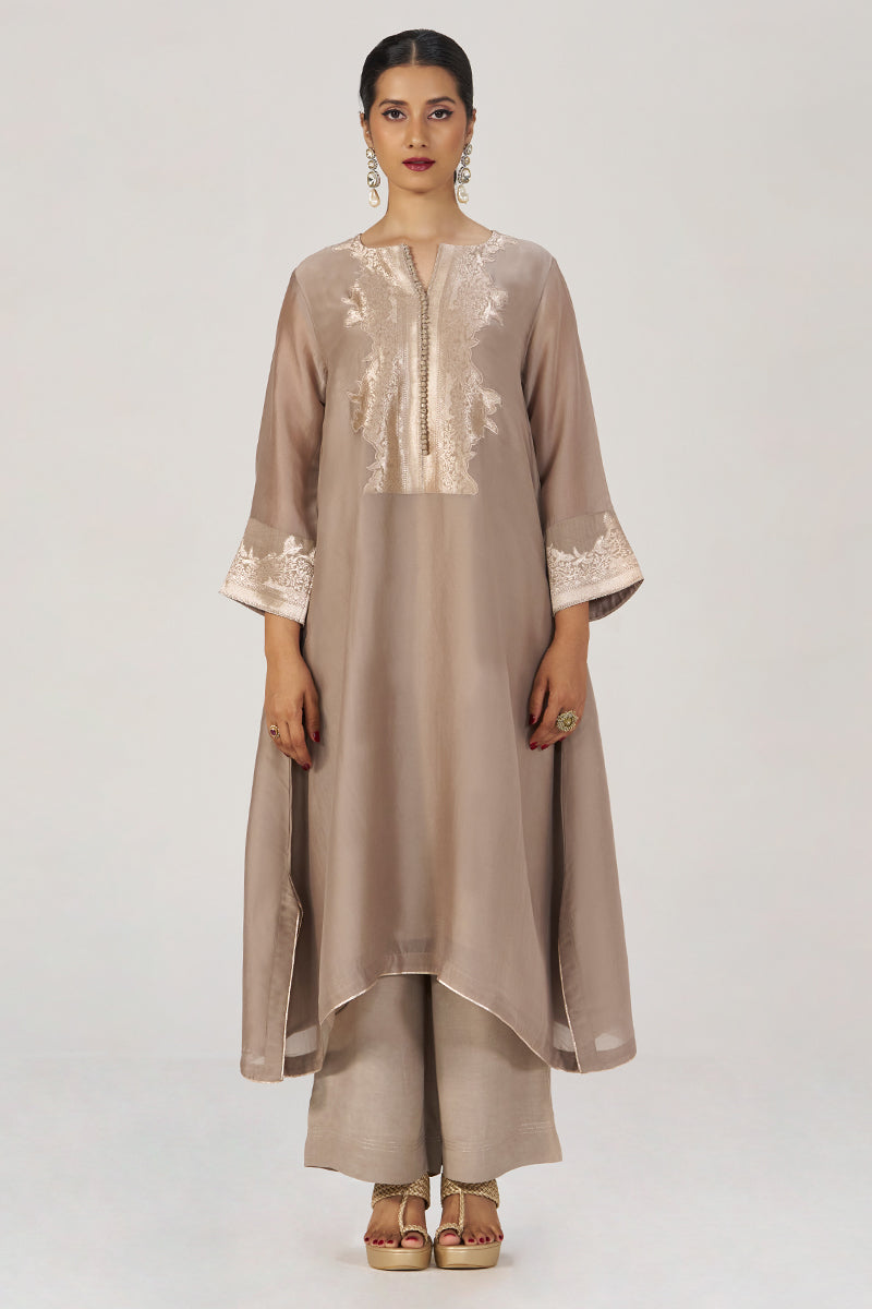 Greige Silk Festive Co-ord Set