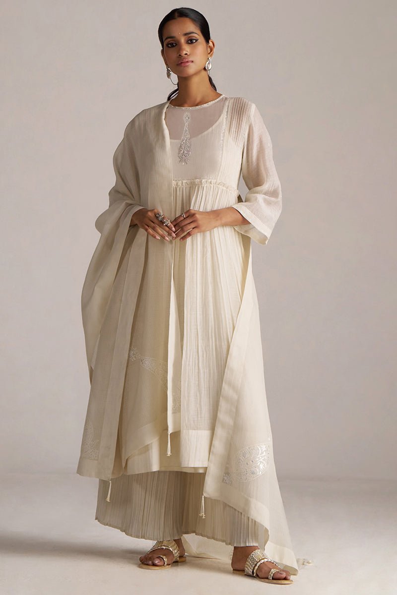 Ivory Pure Chanderi Kurta Set