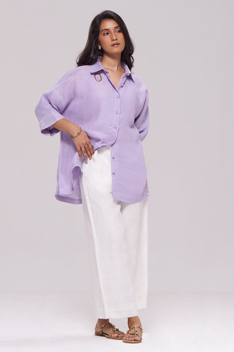 Pastel Lilac Pure Linen Shirt