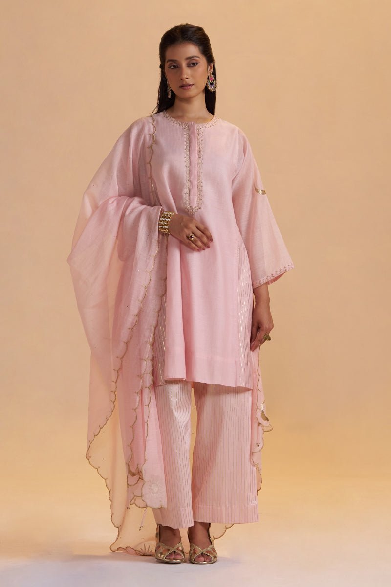Rose Quartz Silk Festive Kurta Set - Ganga Fashions