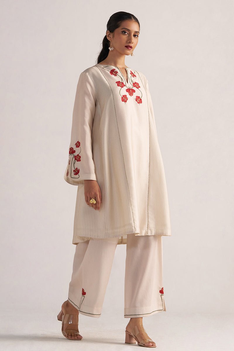 full model view TOFU Cream Festive Co-Ord Set