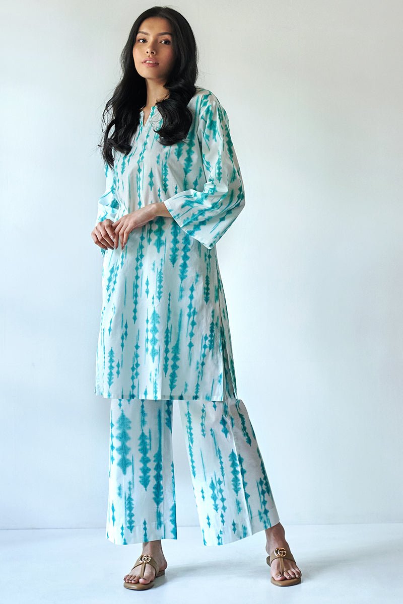 Fair Aqua Premium Cotton Tie Dye Printed Set - Ganga Fashions