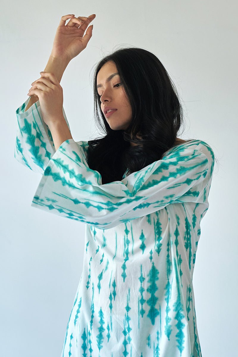 Fair Aqua Premium Cotton Tie Dye Printed Set - Ganga Fashions