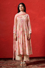 Apricot Illusion and Pink Print Salwar Suit