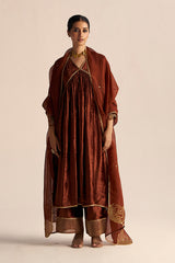 Sequoia Brown Velvet Festive Kurta Set