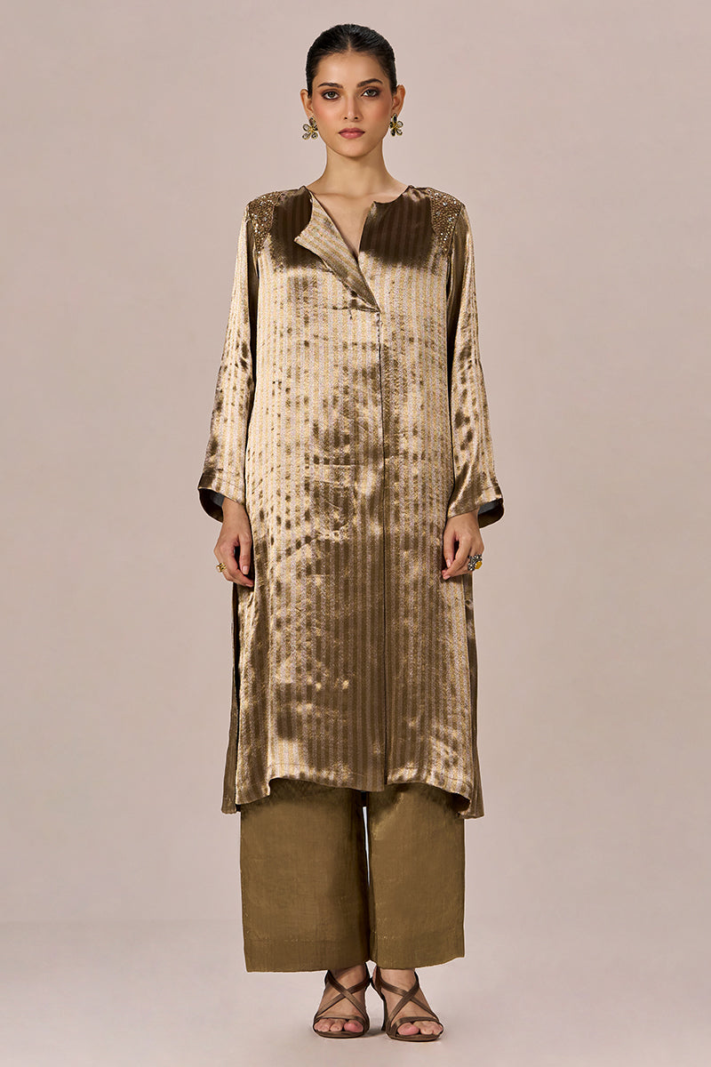 Brass and Light Gold Stripe Tissue Festive Co-ord Set
