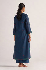 Legion Blue Woven Chanderi Kurta Set