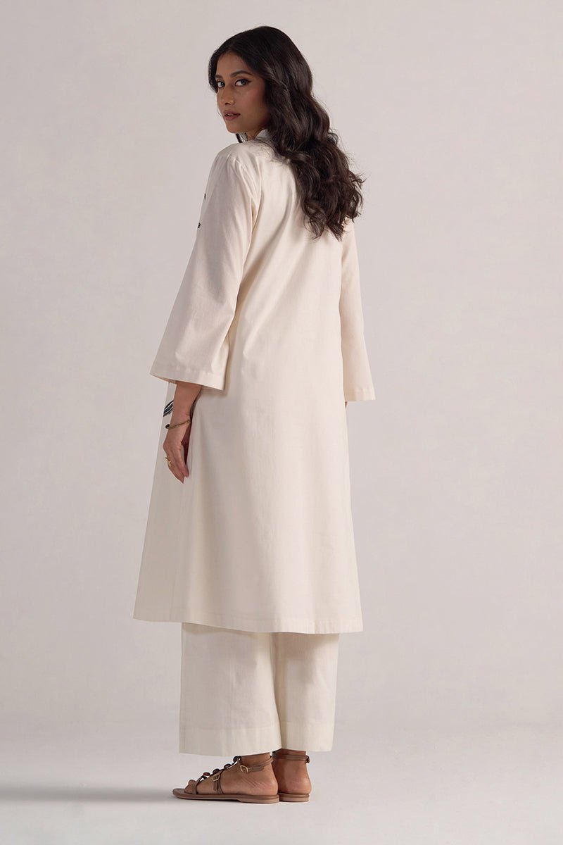 Cream and Black Cotton Print Co-ord Set
