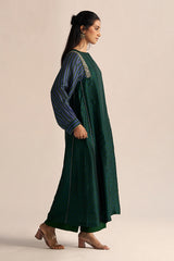 Dark Green and True Blue Silk Co-ord Set