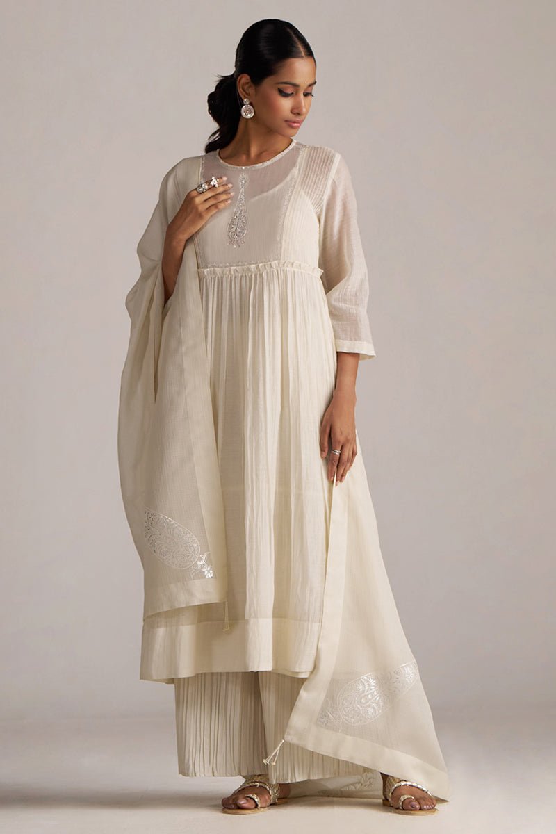 Ivory Pure Chanderi Kurta Set