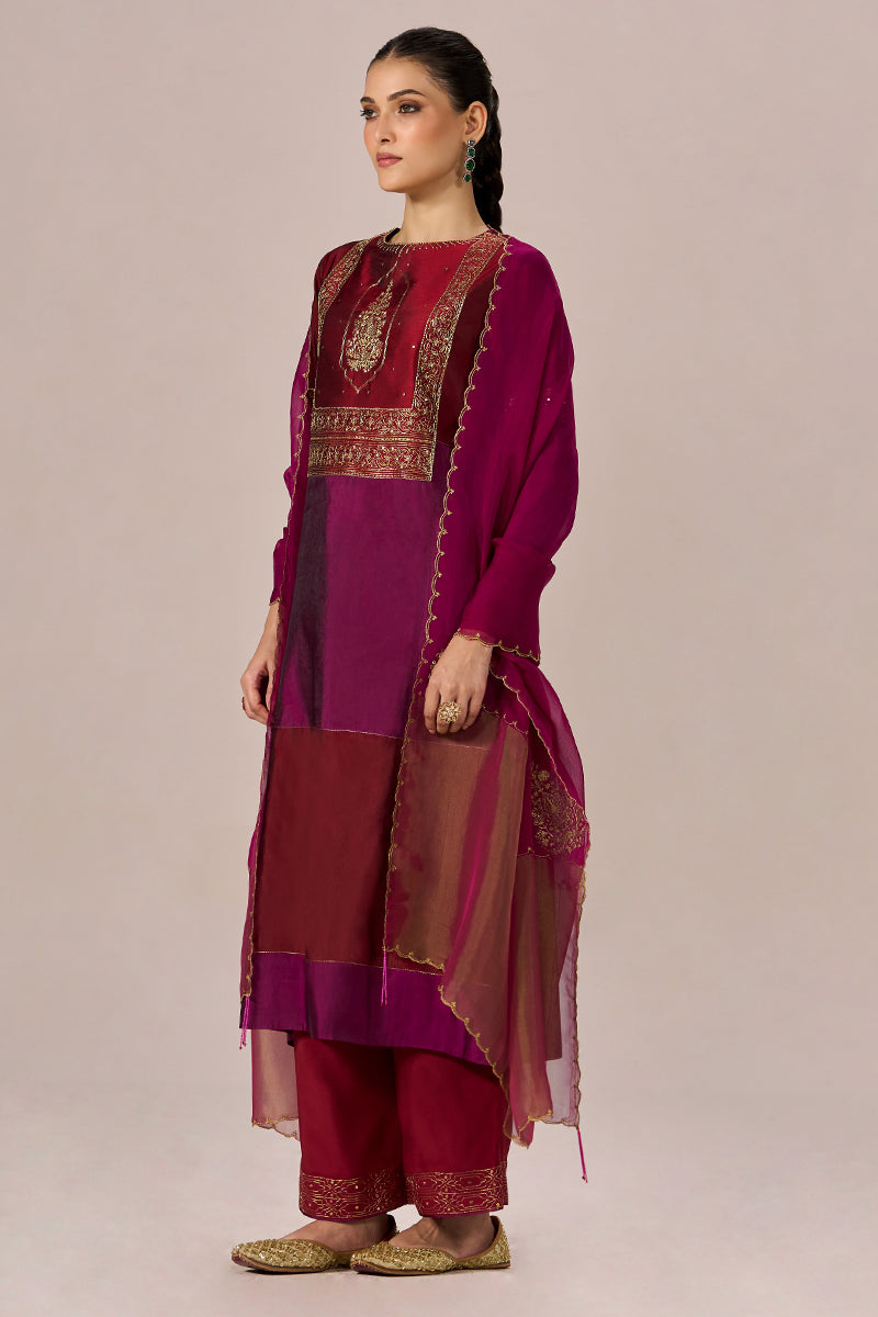 Deep Maroon With Deep Plum Festive Kurta Set