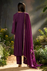 Plum Bemberg Silk Festive Kurta Set