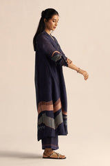 Outer Space Blue Silk Co-Ord Set for Women 