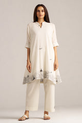 Cream and Black Woven Cotton Co-ord Set