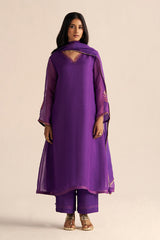 full body front view Buy Purple Kora Silk Festive Kurta Set