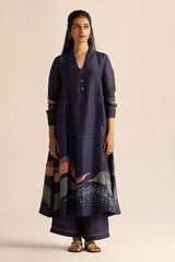 Outer Space Blue Silk Co-Ord Set for Women 