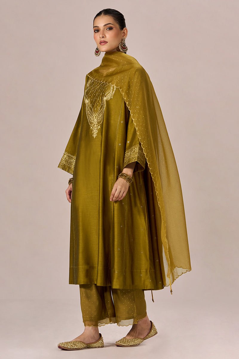 Golden Brown Festive Kurta Set - Ganga Fashions