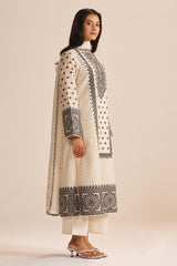 Butter Creame Woven Kurta Set
