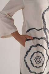 Cream and Black Cotton Print Co-ord Set