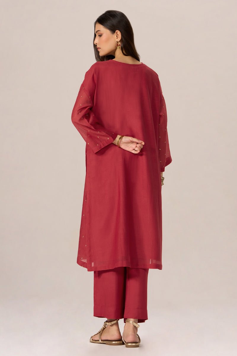 Cardinal Red Festive Co-ord Set - Ganga Fashions