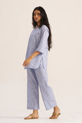 Powder Blue and White Pure Cotton Loungewear