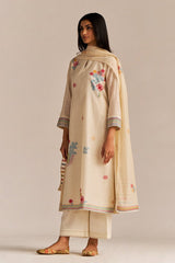 Pristine White Woven Kurta Set