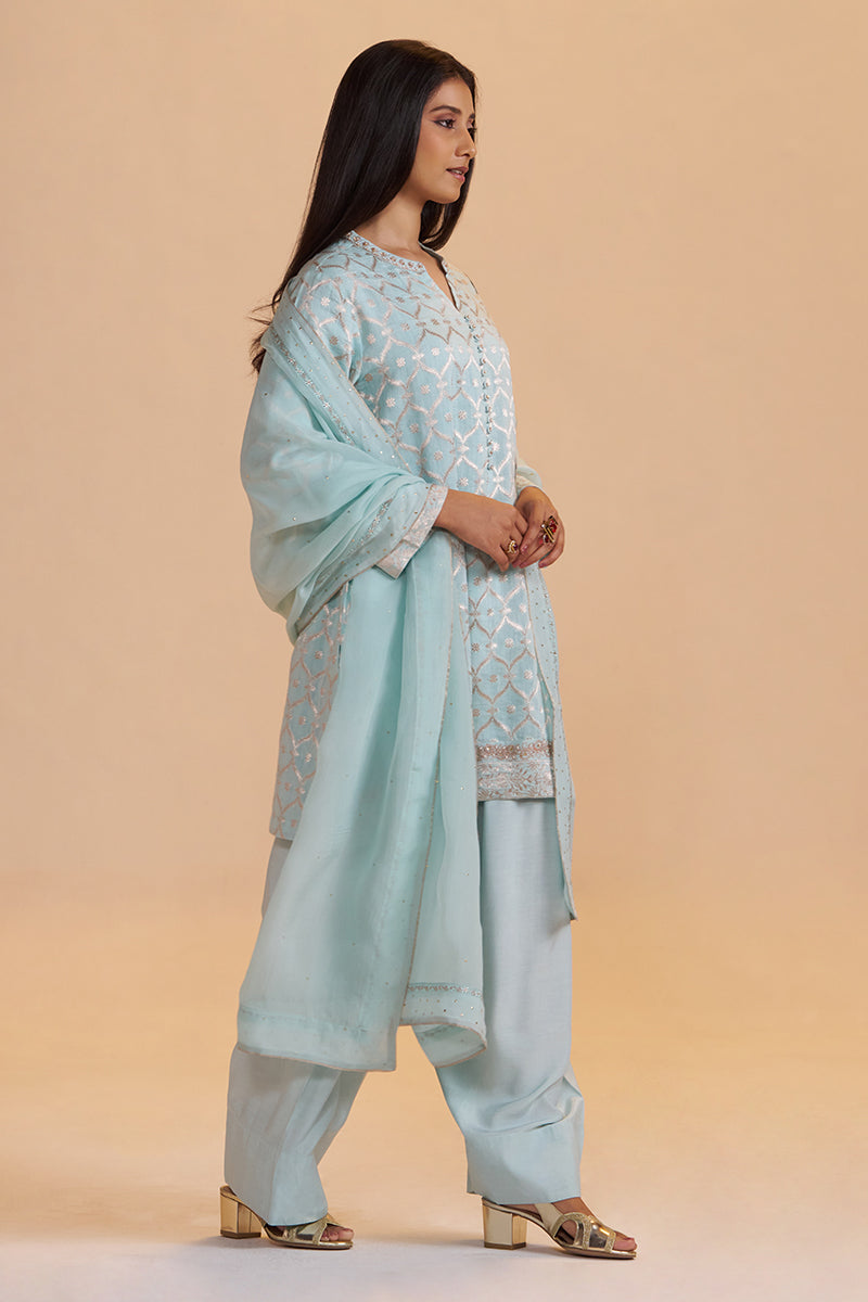 Moonlight Jade Pure Banarasi Jacquard Kurta Set