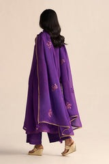 back side model view Buy Purple Kora Silk Festive Kurta Set