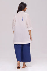 Off-White and Blue Cotton Co-ord Set
