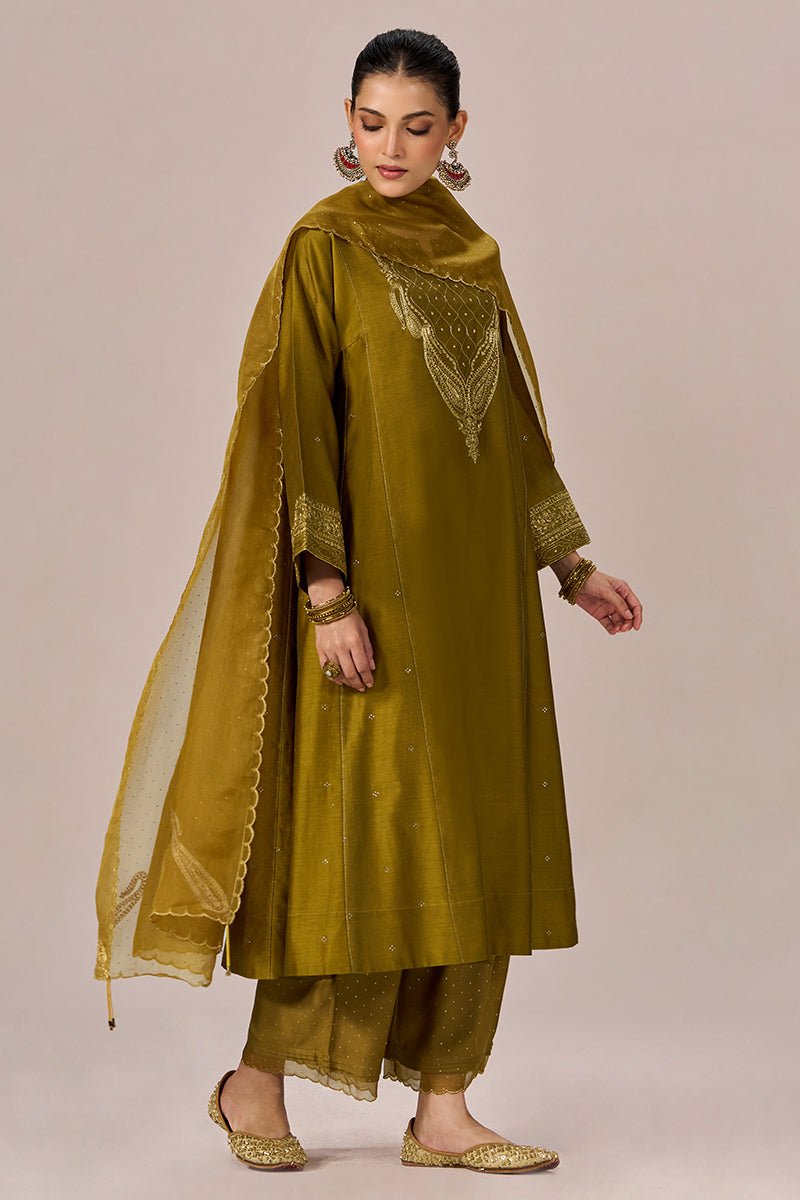 Golden Brown Festive Kurta Set - Ganga Fashions
