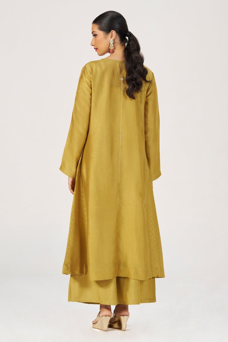 Honey Gold Festive Raw Silk Co-ord Set - Ganga Fashions