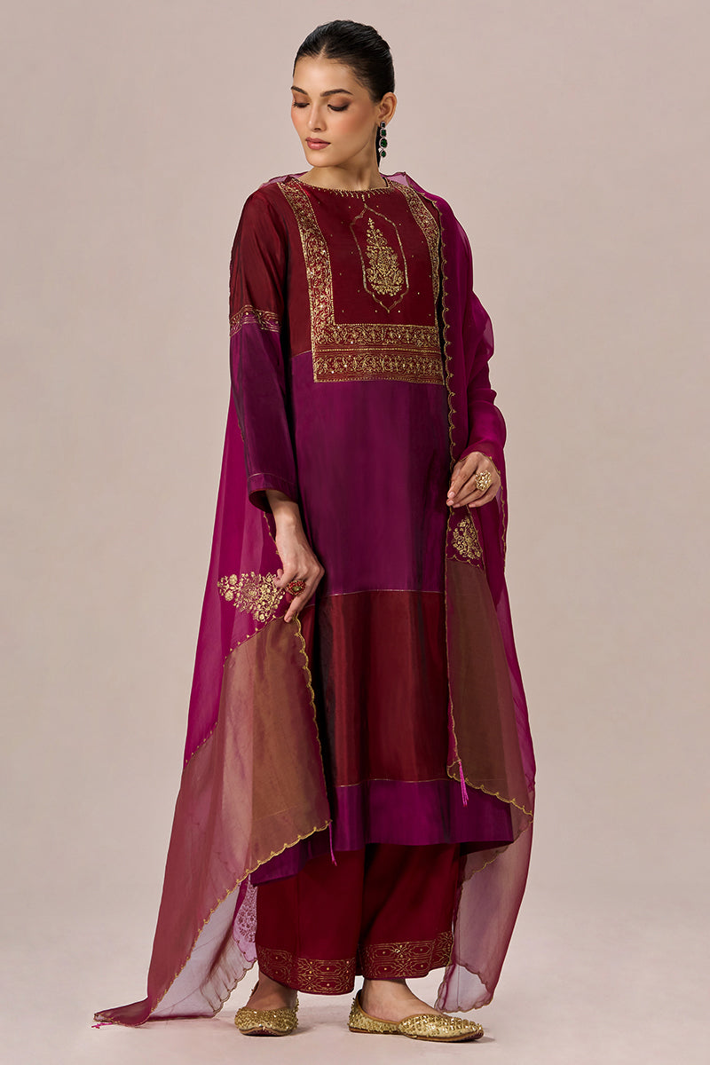 Deep Maroon With Deep Plum Festive Kurta Set