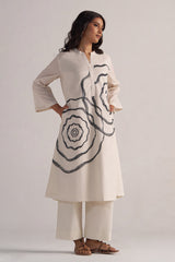 Cream and Black Cotton Print Co-ord Set