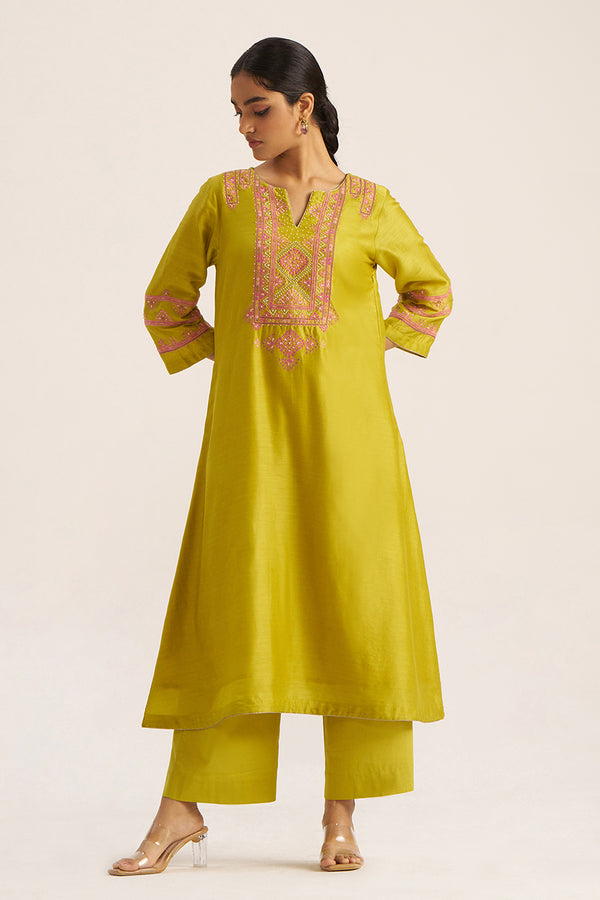 Cress Green Chanderi Banjara Embroidery Co-ord Set