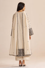 Butter Creame Woven Kurta Set