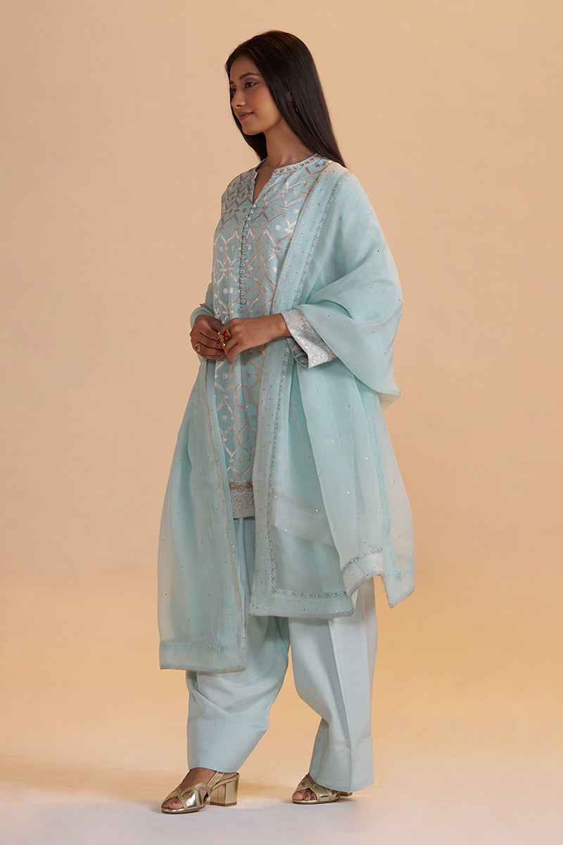 Moonlight Jade Pure Banarasi Jacquard Kurta Set