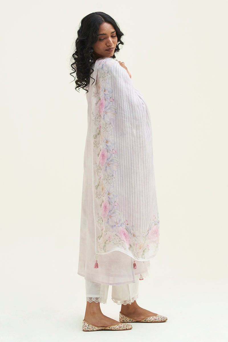 Orchid Tint Printed and Embroidered Salwar Suit